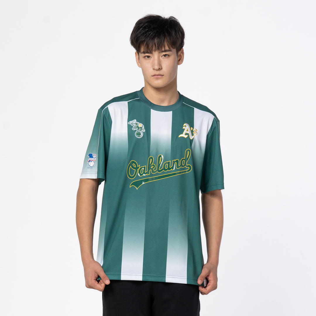 OAKLAND ATHLETICS MLB SOCCER DARK GREEN WHITE STRIPED SOCCER JERSEY New Era Hong Kong