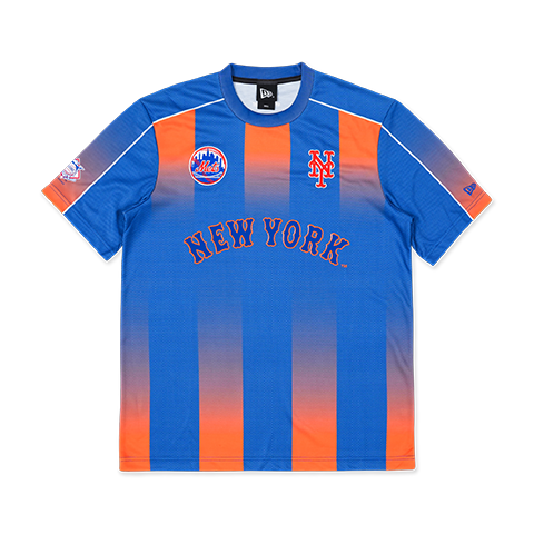 NEW YORK METS MLB SOCCER ROYAL / ORANGE STRIPED SOCCER JERSEY