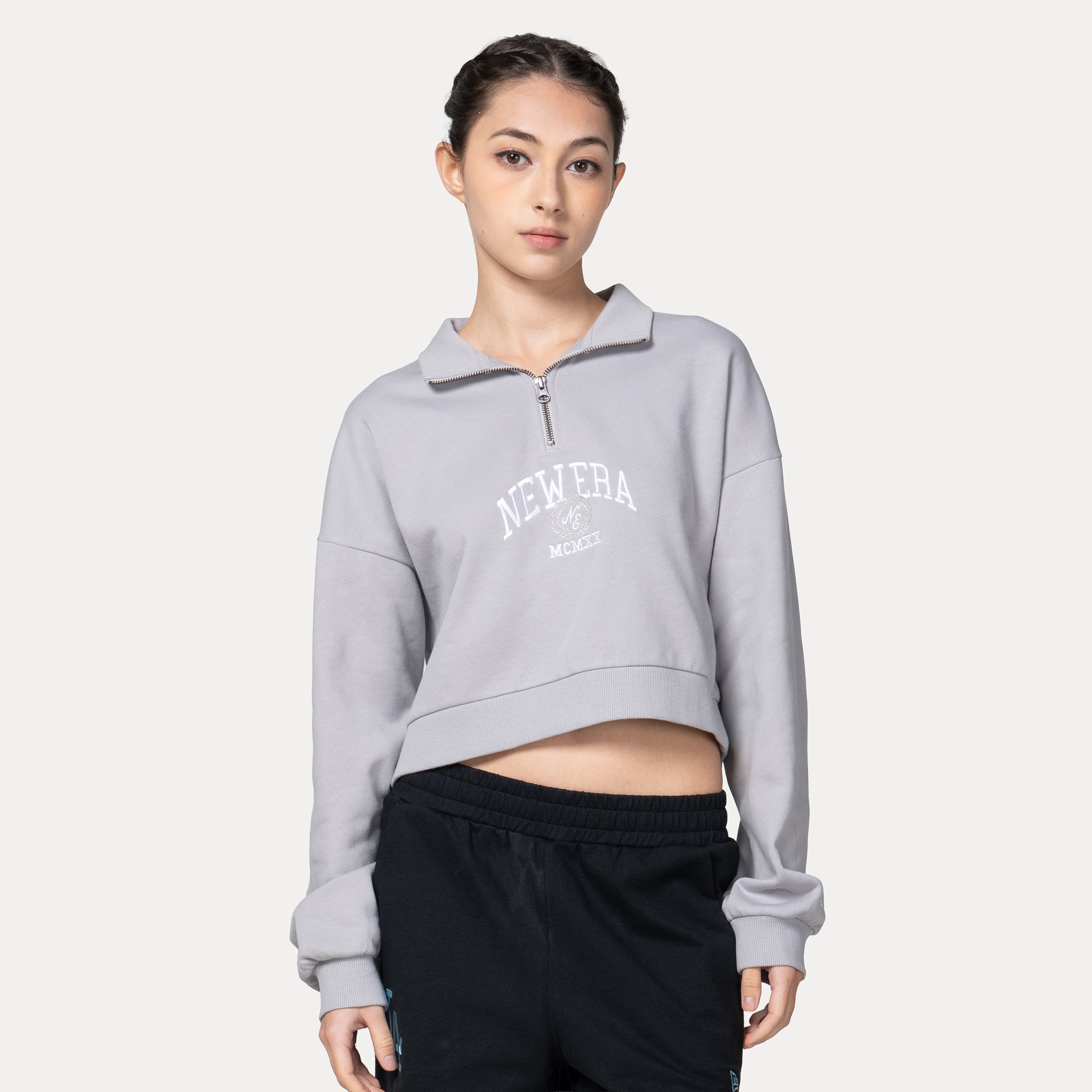 hia_　1121 BOSS - High-neck top in soft jersey - Light Grey