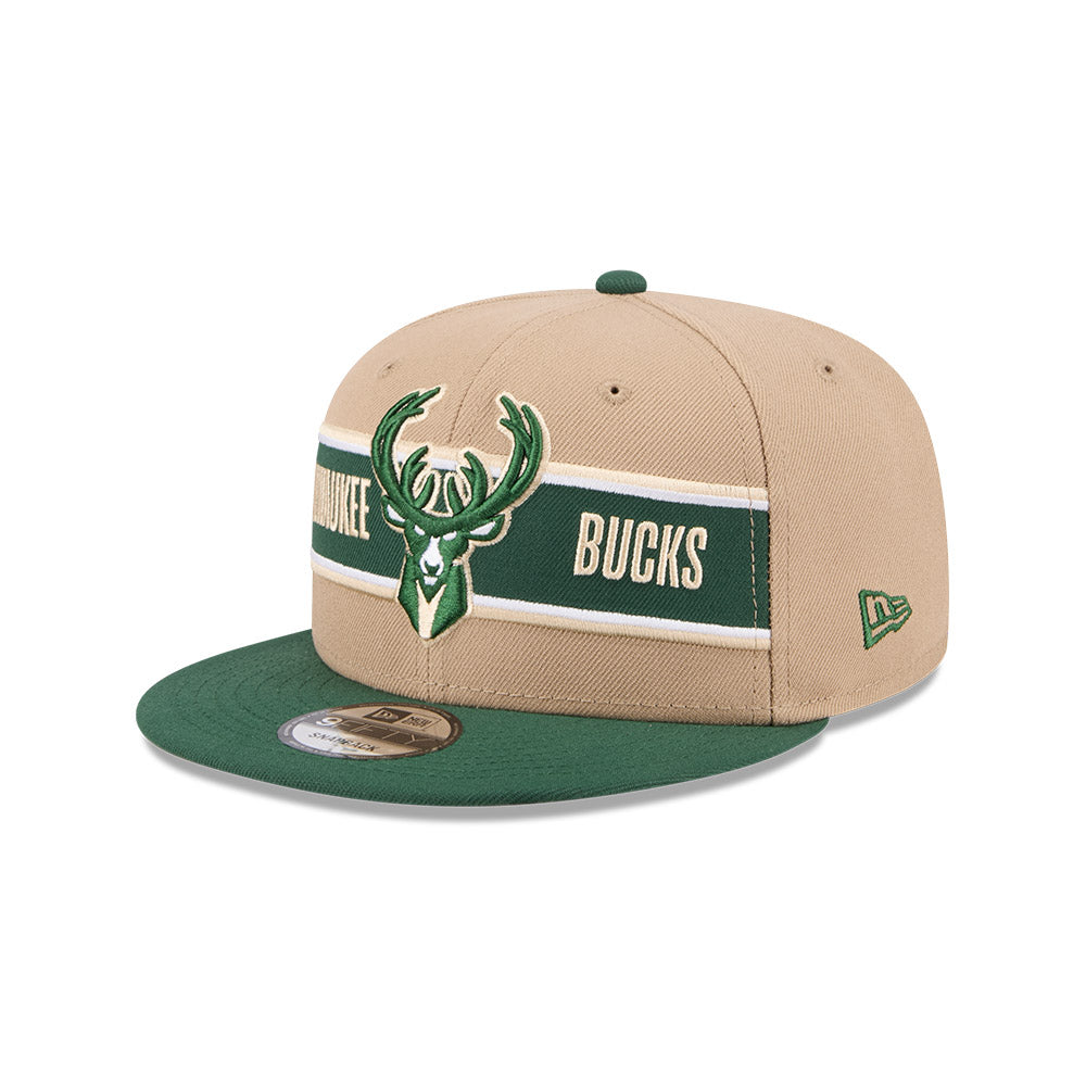 NBA MILWAUKEE BUCKS DRAFT DARK GREEN VISOR MED BEIGE 9FIFTY CAP