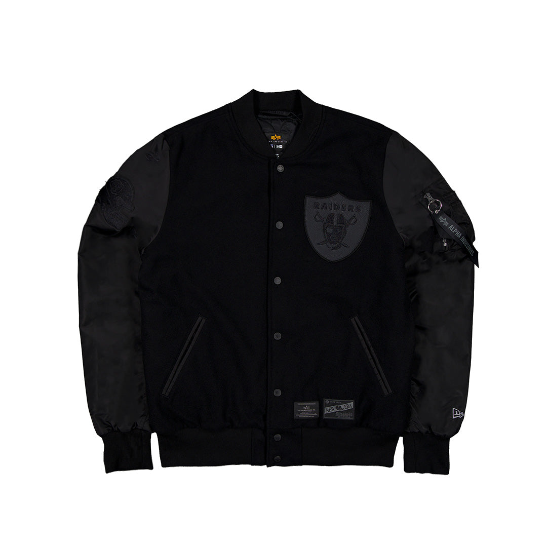 NEW ERA RAIDERS ジャケット ブラック Las Vegas Raiders Black Bomber Jacket New Era X Alpha