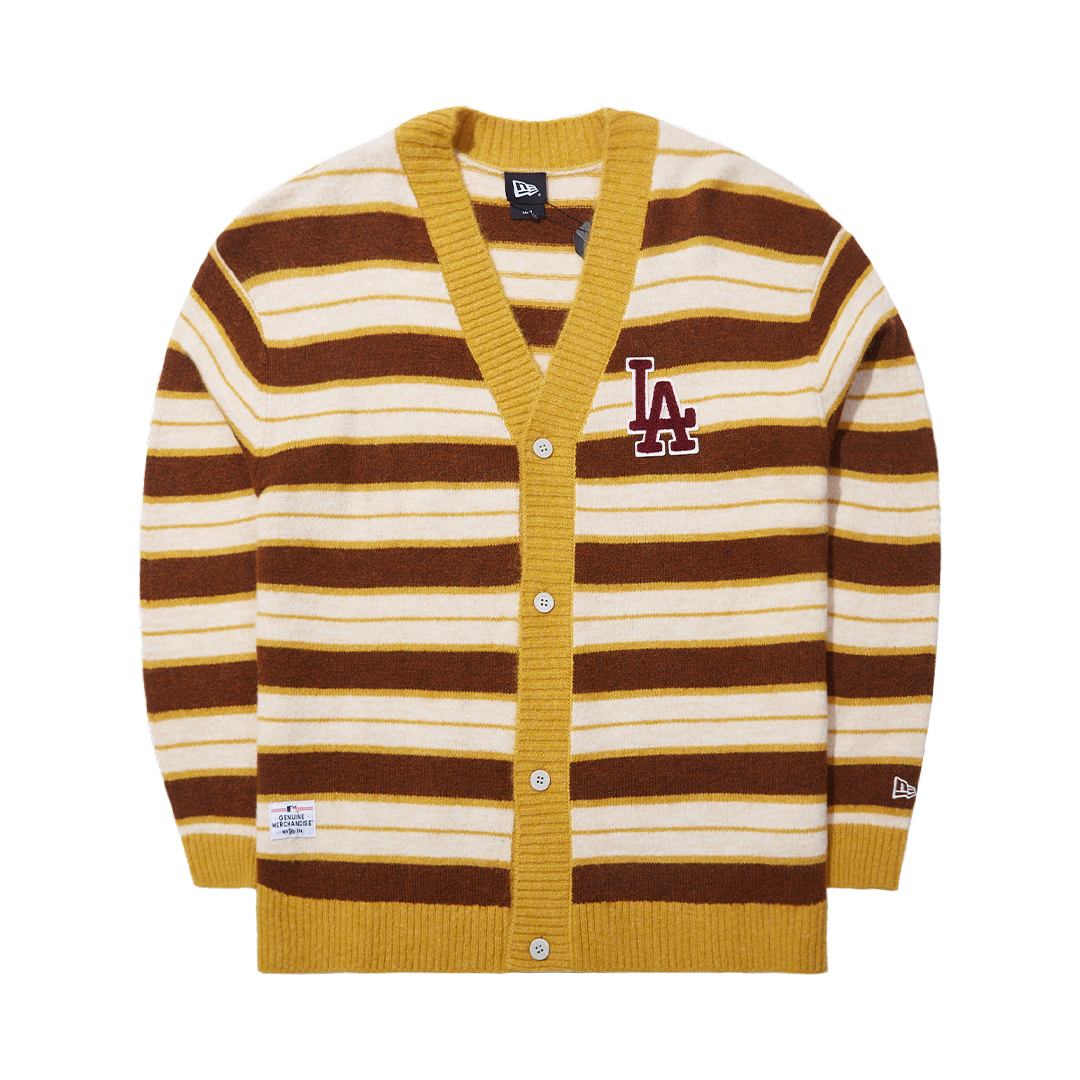 LOS ANGELES DODGERS 90'S GRUNGE BROWN STRIPE CARDIGAN