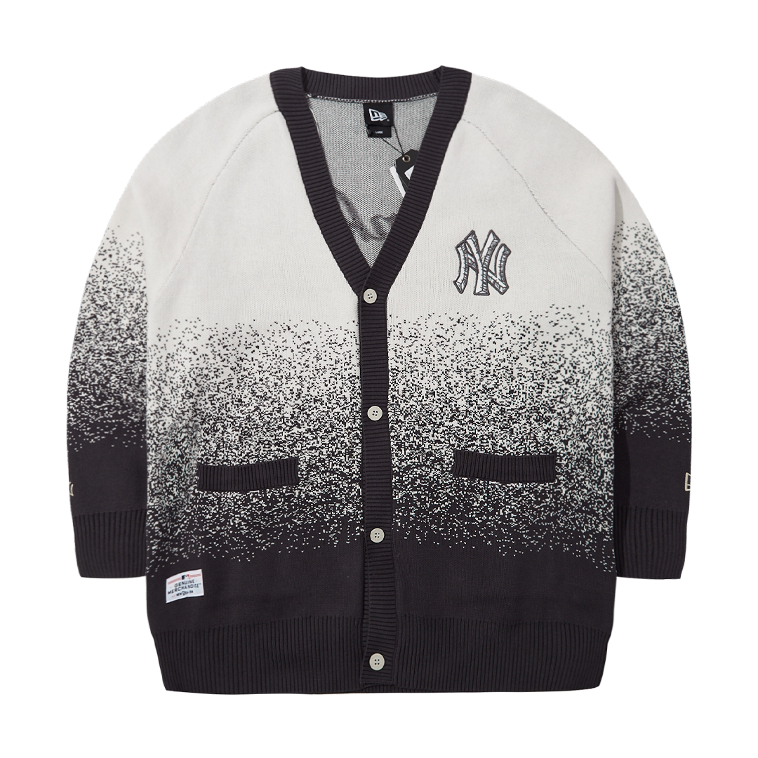 NEW YORK YANKEES ANCIENT CULTURE WHITE AND GRAY GRADIENT CARDIGAN