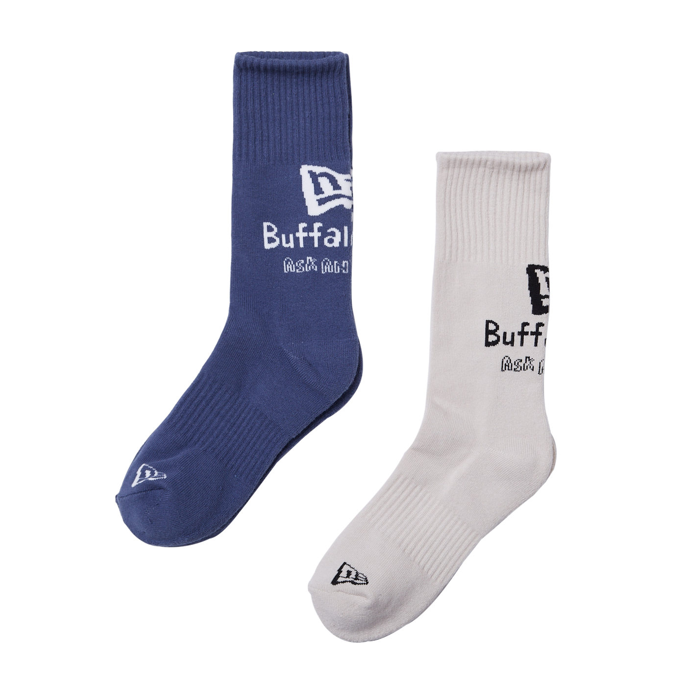 NEW ERA PRE STAR 2 PACK NAVY AND IVORY CREW SOCKS