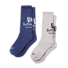 NEW ERA PRE STAR 2 PACK NAVY AND IVORY CREW SOCKS