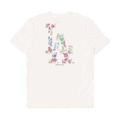 WATERCOLOR FLORAL LOS ANGELES DODGERS WHITE SHORT SLEEVE T-SHIRT