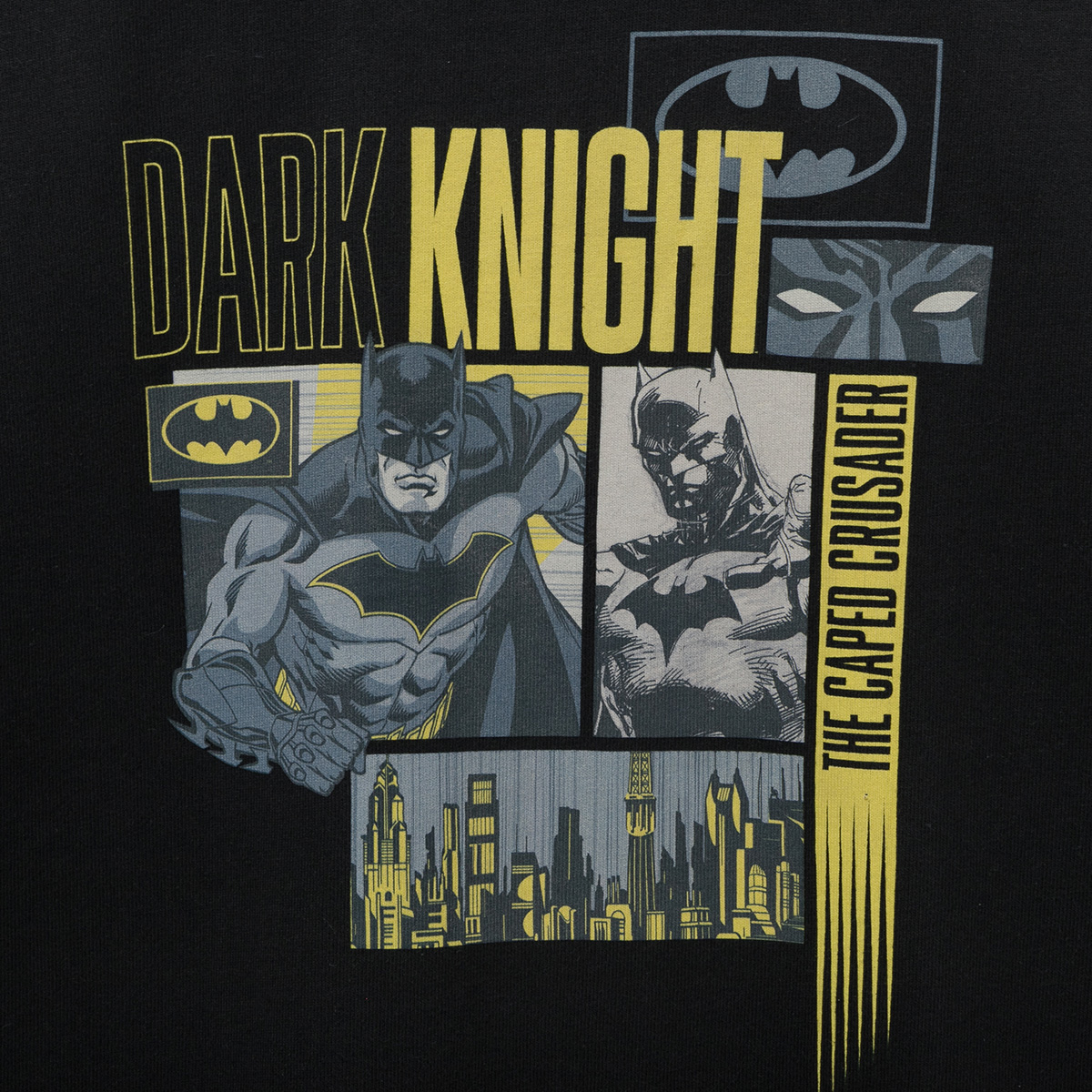 WARNER BROTHERS 100TH JUSTICE LEAGUE THE DARK KNIGHT BLACK SHORT SLEEVE T-SHIRT
