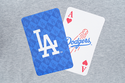 MLB LOS ANGELES DODGERS POKER CARD HEATHER GRAY SHORT SLEEVE T-SHIRT