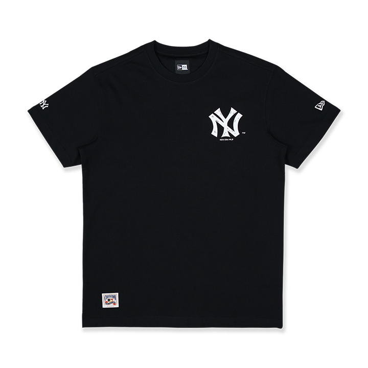 MLB COOPERSTOWN NEW YORK YANKEES HAND DRAWING BLACK SHORT SLEEVE T-SHIRT