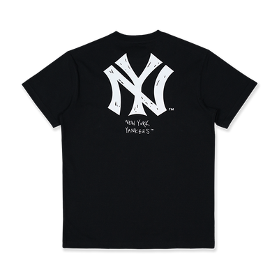 MLB COOPERSTOWN NEW YORK YANKEES HAND DRAWING BLACK SHORT SLEEVE T-SHIRT
