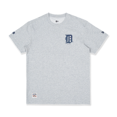 MLB COOPERSTOWN DETRIOT TIGERS HAND DRAWING HEATHER GRAY SHORT SLEEVE T-SHIRT