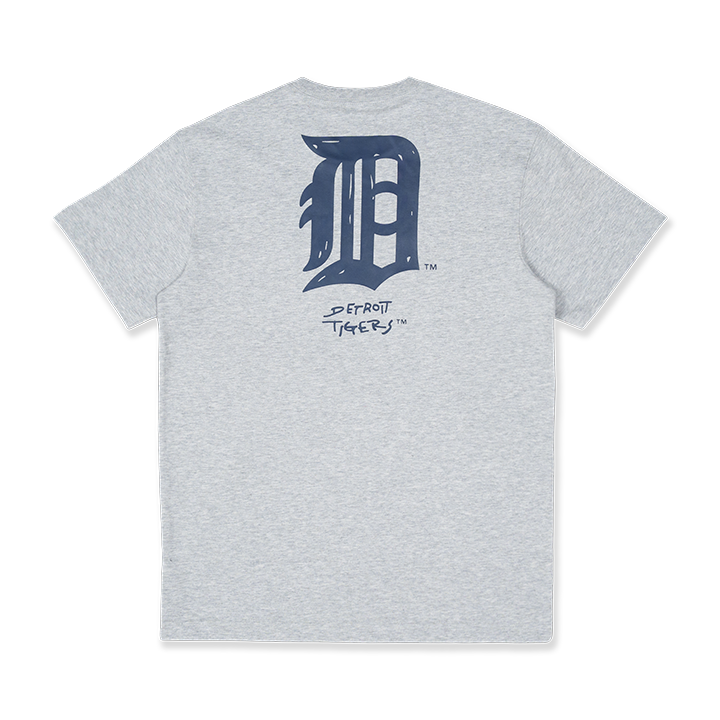 MLB COOPERSTOWN DETROIT TIGERS HAND DRAWING HEATHER GRAY SHORT SLEEVE T-SHIRT