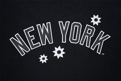 NEW YORK YANKEES FLOWER EMBROIDERY BLACK SHORT SLEEVE T-SHIRT