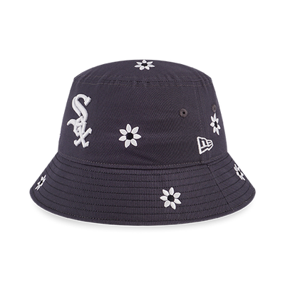 CHICAGO WHITE SOX FLOWER EMBROIDERY GRAPHITE BUCKET 01