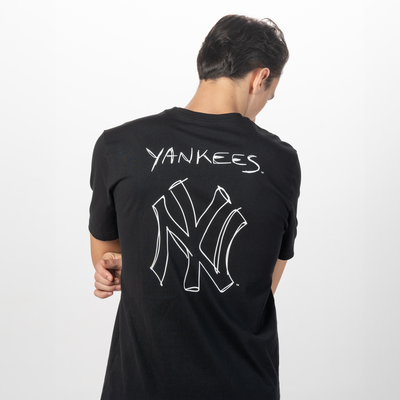 NEW YORK YANKEES LEAGUE SCRIBBLE BLACK SHORT SLEEVES T-SHIRT