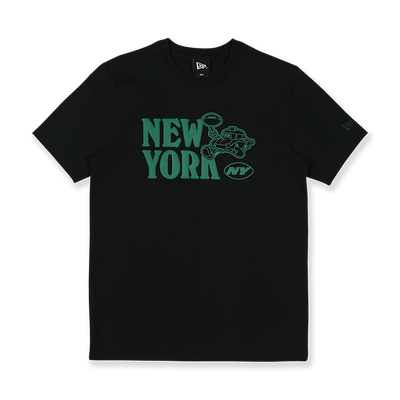 NEW YORK JETS CITY VIBE-NY CARTOON BLACK SHORT SLEEVE T-SHIRT