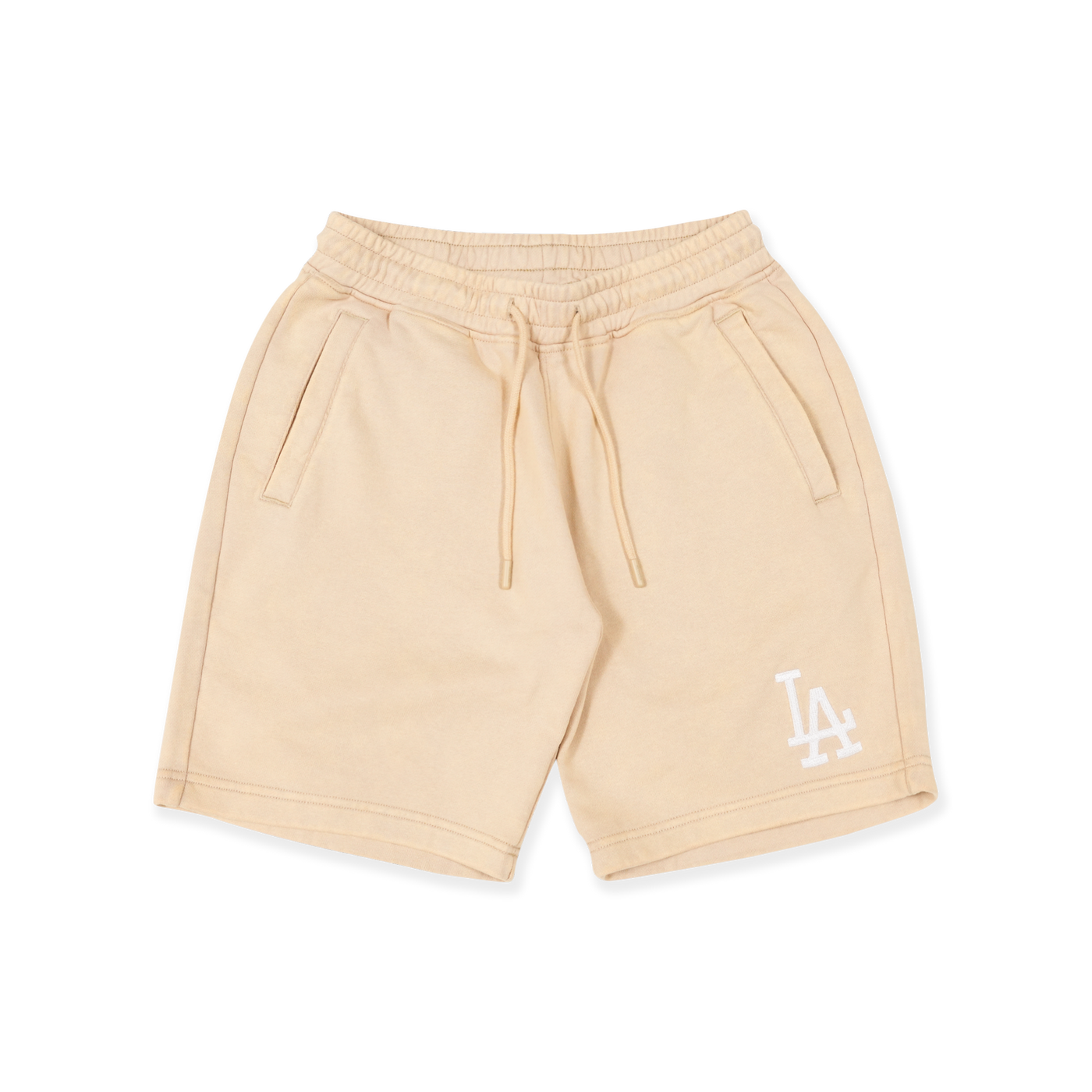 NEW ERA BROKEN WORLD-ACID WASH LOS ANGELES DODGERS OAT MILK KNIT SHORTS