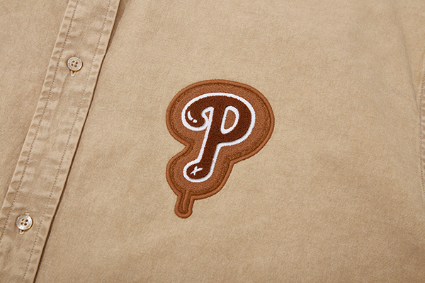 PHILADELPHIA PHILLIES JOYFUL SKATE LONG SLEEVE BROWN WOVEN SHIRT