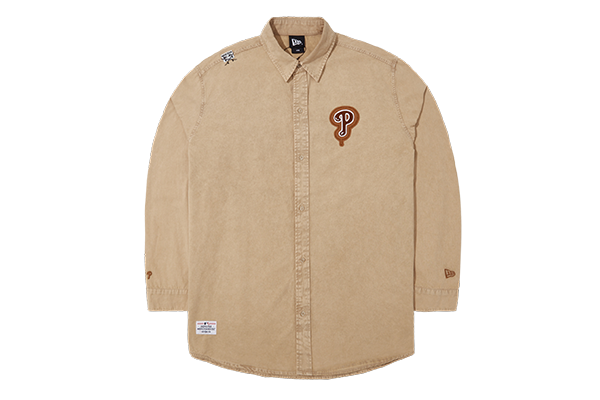 PHILADELPHIA PHILLIES JOYFUL SKATE LONG SLEEVE BROWN WOVEN SHIRT