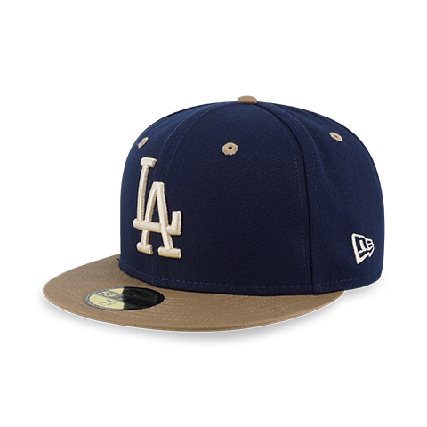 59FIFTY PACK - OCEAN KHAKI LOS ANGELES DODGERS COOPERSTOWN OCEANSIDE BLUE 59FIFTY CAP