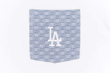 LOS ANGELES DODGERS MLB WASH CHECKER WHITE POCKET SHORT SLEEVE T-SHIRT