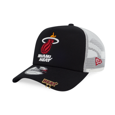 NBA MIAMI HEAT VISOR CLIP BLACK AND WHITE 9FORTY AF TRUCKER CAP