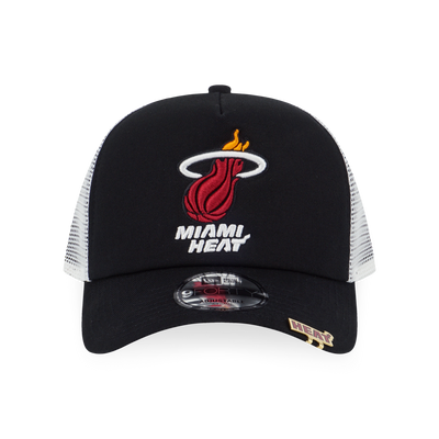 NBA MIAMI HEAT VISOR CLIP BLACK AND WHITE 9FORTY AF TRUCKER CAP