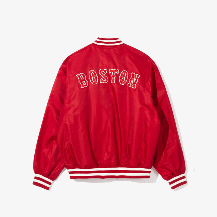 Men's Boston Red Sox PLEASURES White Full-Snap Varsity Jacket
