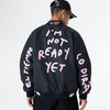 NEW ERA X RICARDO LUEVANOS IN DREAM I CAN FLY SCRIPT BLACK OVERSIZED VARSITY JACKET