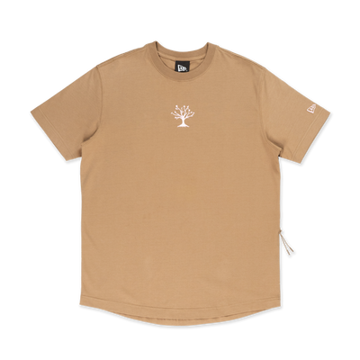 NEW ERA OUTDOOR NATURAL LOGO KHAKI PERFORMANCE SHORT SLEEVE T-SHIRT