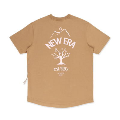 NEW ERA OUTDOOR NATURAL LOGO KHAKI PERFORMANCE SHORT SLEEVE T-SHIRT