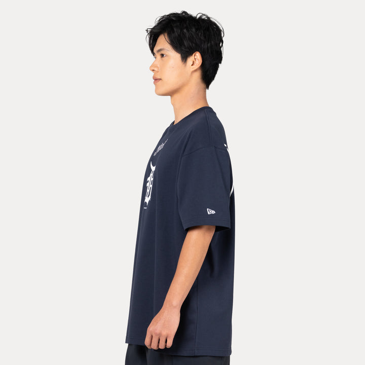 DETROIT TIGERS MLB VISOR LOGO NAVY OVERSIZED SHORT SLEEVE T