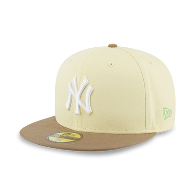 59FIFTY PACK - LEMON TEA NEW YORK YANKEES COOPERSTOWN KHAKI VISOR BABY YELLOW 59FIFTY CAP