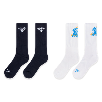 NEW ERA STREET REVERIE 2 PACK BLACK AND WHITE SOCKS