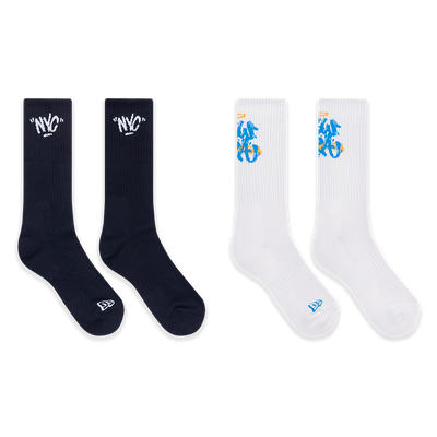 NEW ERA STREET REVERIE 2 PACK BLACK AND WHITE SOCKS