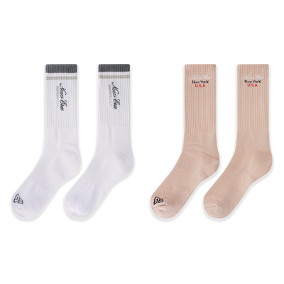 NEW ERA BASIC 2 PACK WHITE AND OAT MILK SOCKS