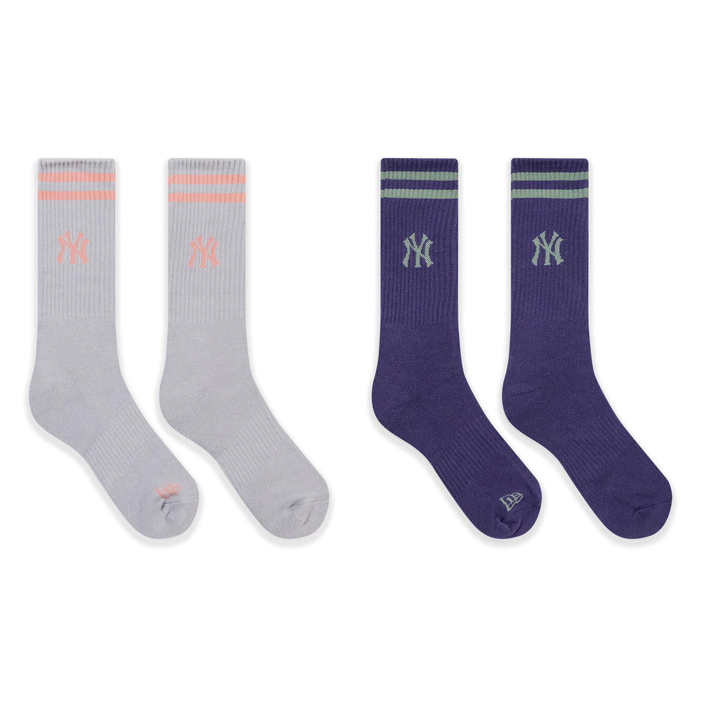 NEW YORK YANKEES COLOR ERA 2 PACK DOLPHINE GRAY AND PURPLE SOCKS