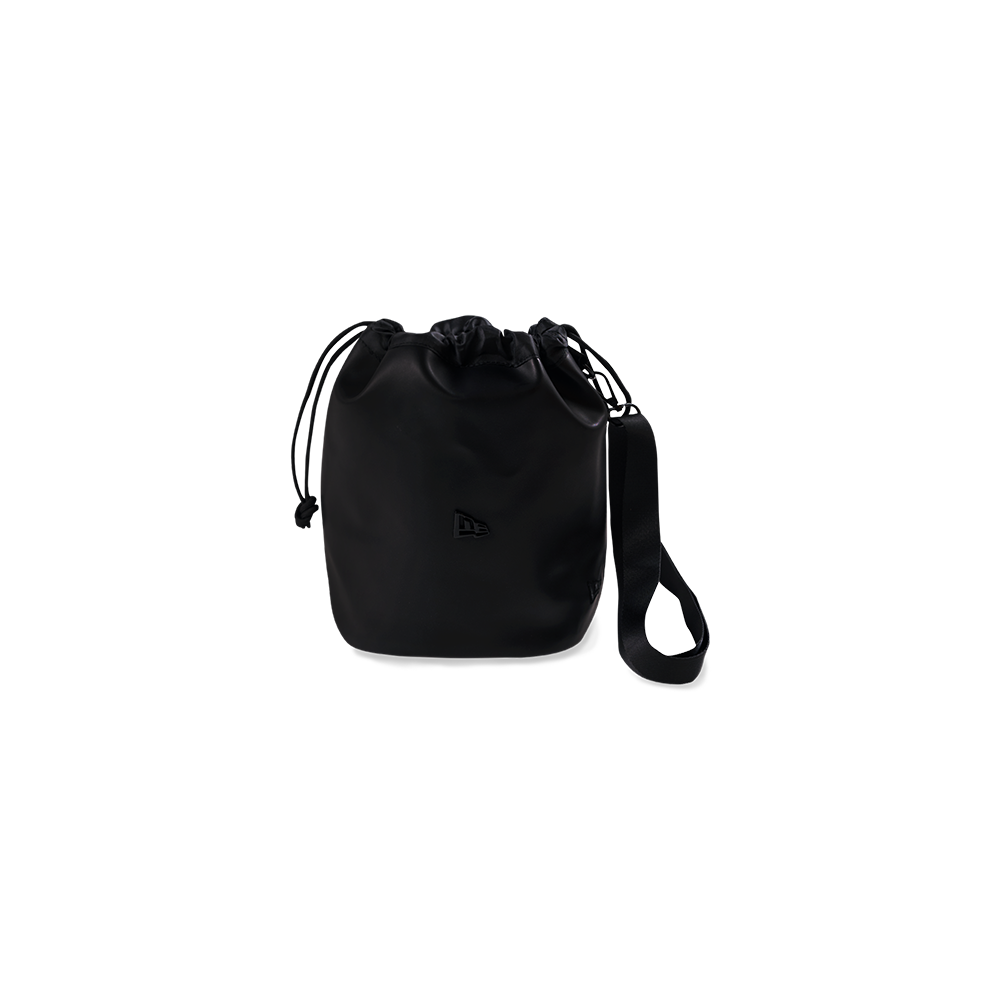 NEW ERA DARK 90S BLACK PU LEATHER BENTO DRAWSTRING BAG