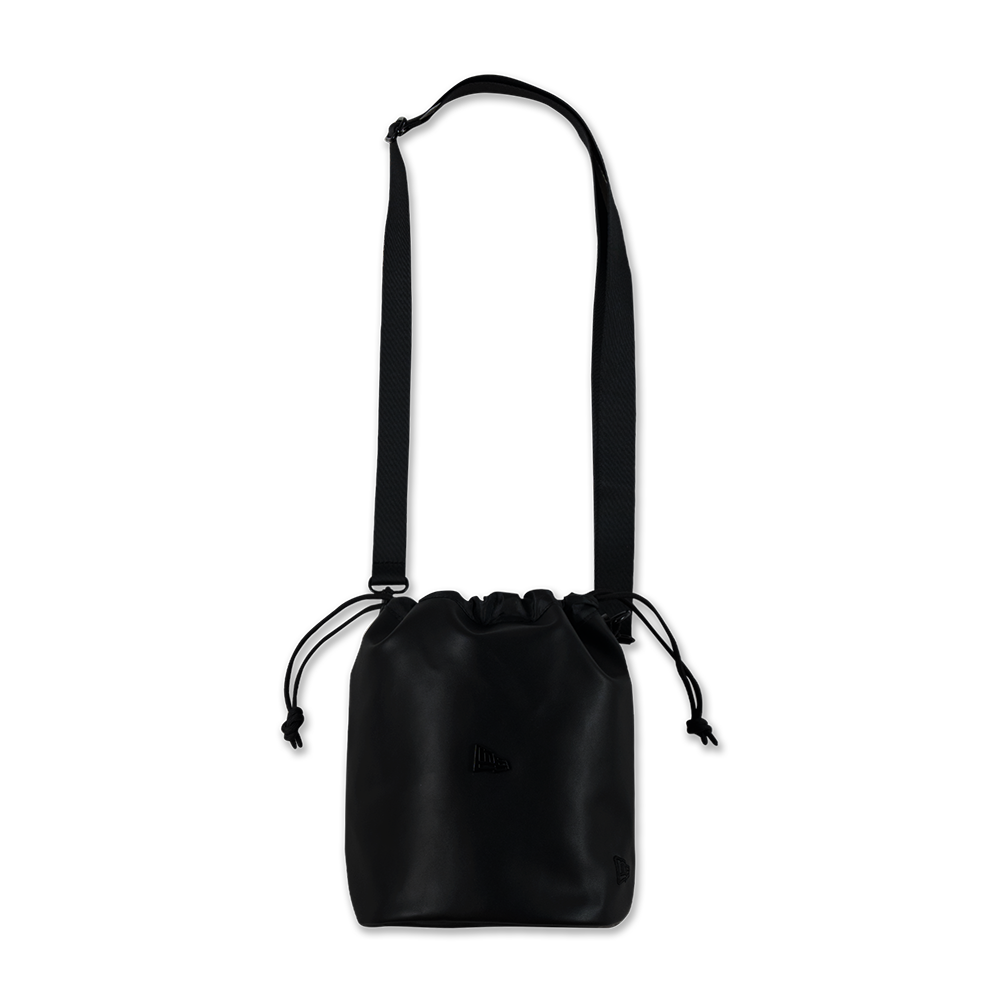 NEW ERA DARK 90S BLACK PU LEATHER BENTO DRAWSTRING BAG