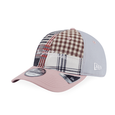 NEW YORK YANKEES PREPPY DIRTY ROSE VISOR DIRTY PINK MULTI CHECKER 9TWENTY SMALL CAP