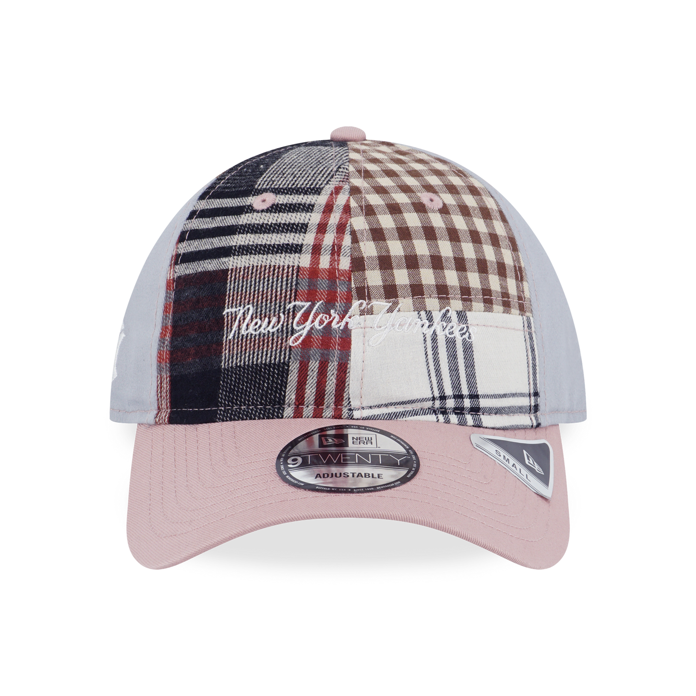 NEW YORK YANKEES PREPPY DIRTY ROSE VISOR DIRTY PINK MULTI CHECKER 9TWENTY SMALL CAP