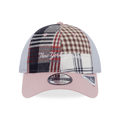 NEW YORK YANKEES PREPPY DIRTY ROSE VISOR DIRTY PINK MULTI CHECKER 9TWENTY SMALL CAP