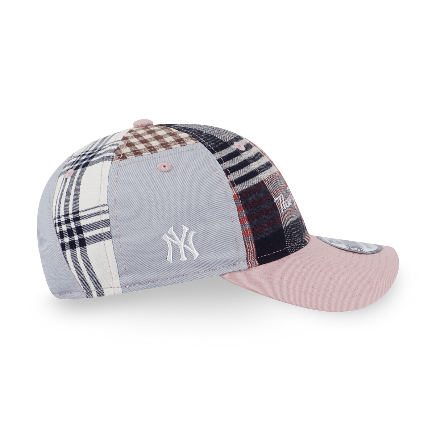 NEW YORK YANKEES PREPPY DIRTY ROSE VISOR DIRTY PINK MULTI CHECKER 9TWENTY SMALL CAP