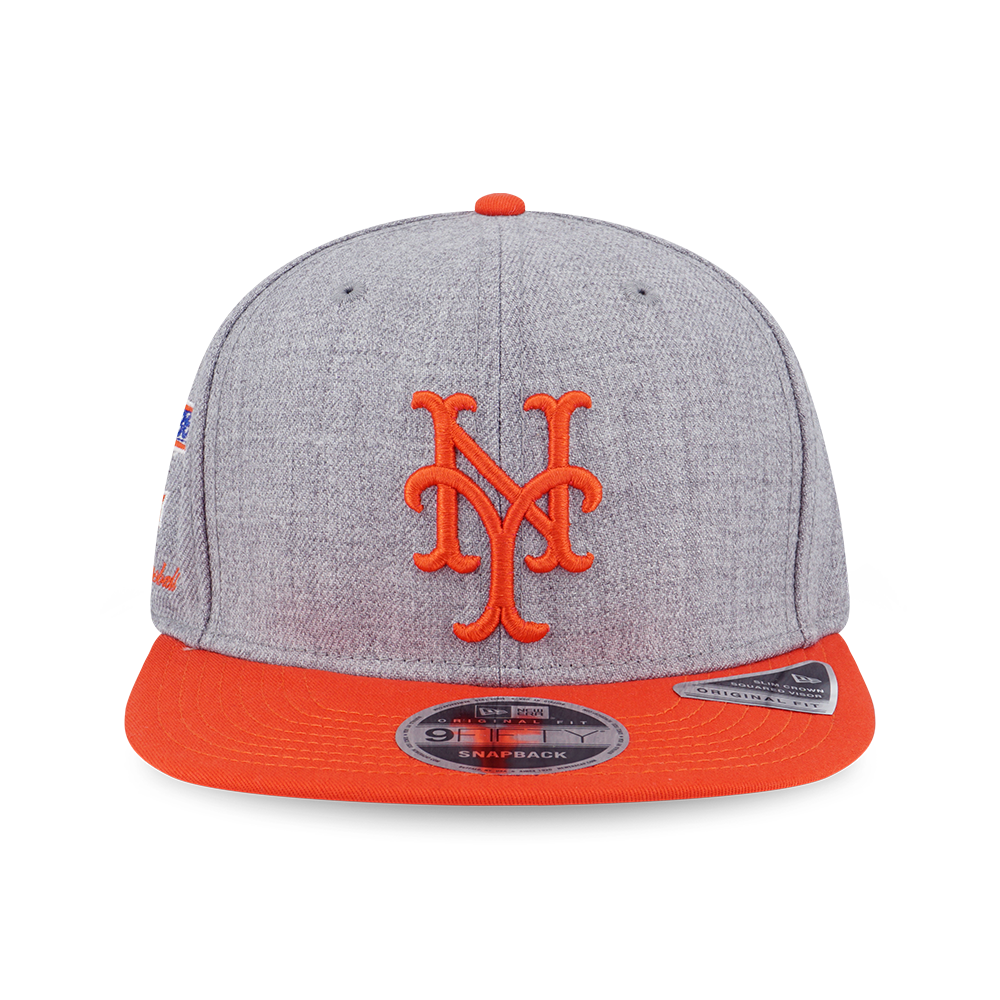 MLB NEW YORK METS COOPERSTOWN ORANGE VISOR HEATHER GRAY 9FIFTY OF PCV CAP