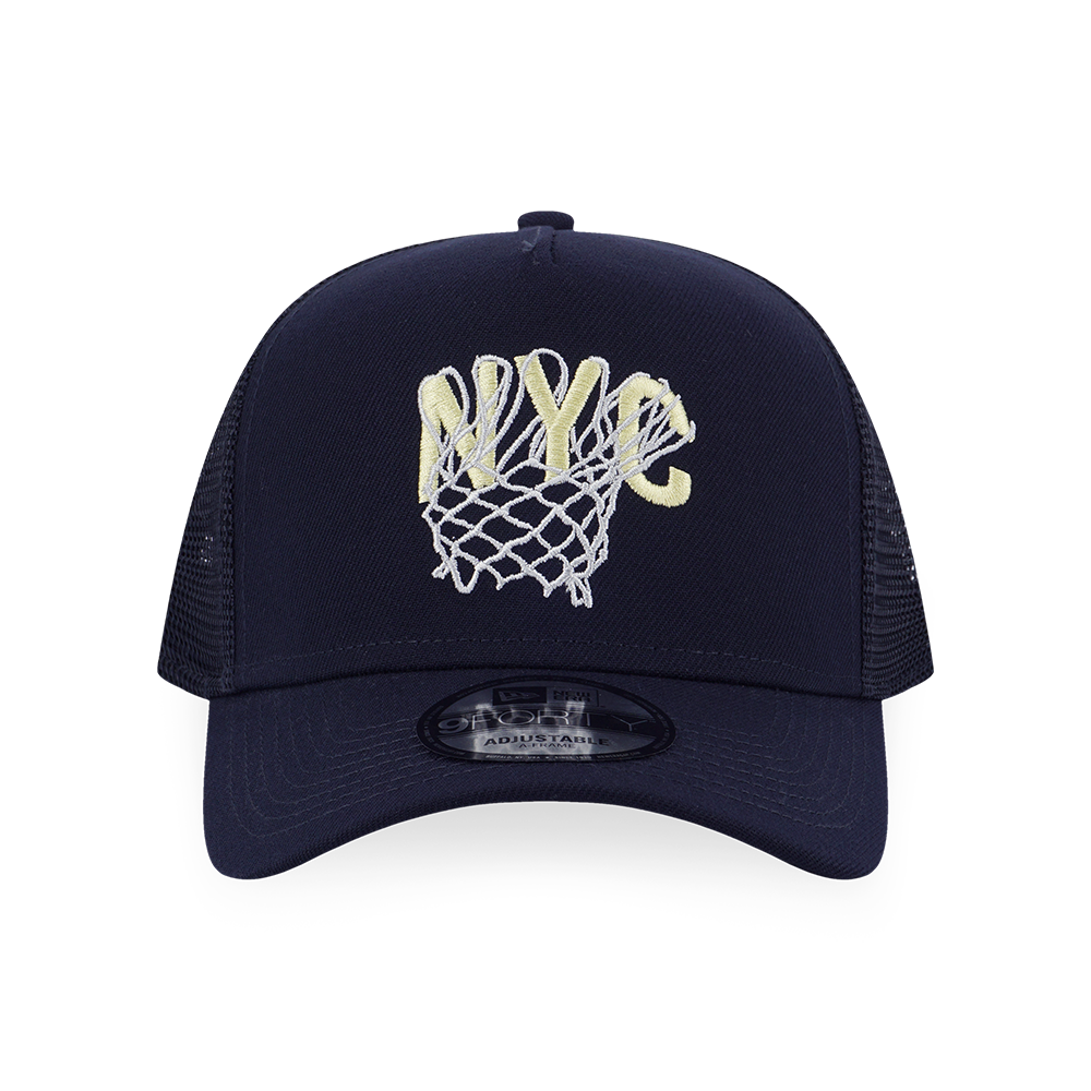 NEW ERA BASKETBALL CLUB NYC NAVY 9FORTY AF TRUCKER CAP