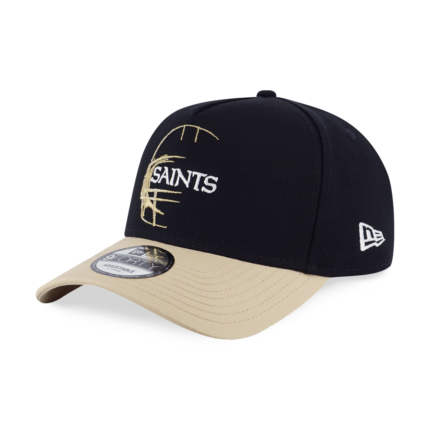 NEW ORLEANS SAINTS NFL OVERSIZED VEGAS GOLD VISOR BLACK 9FORTY AF CAP