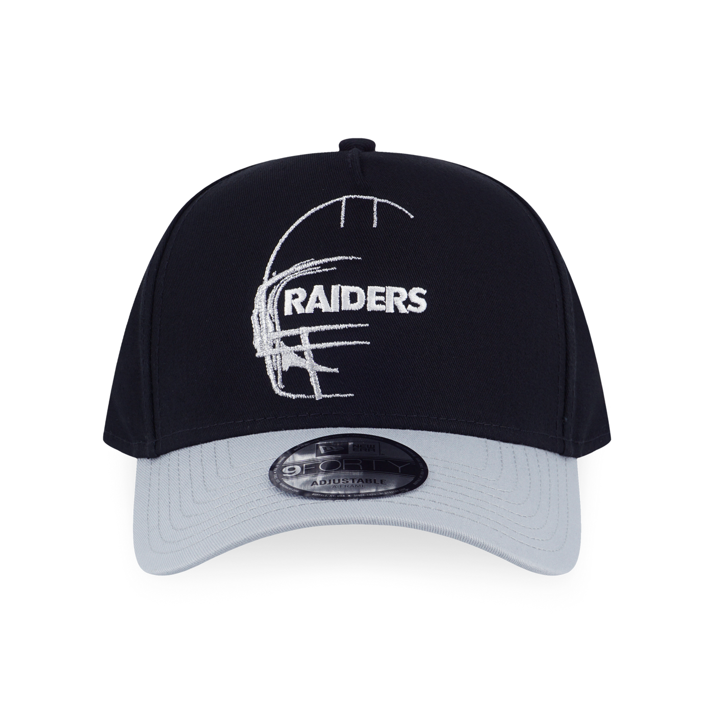 LAS VEGAS RAIDERS NFL OVERSIZED SNOW GRAY VISOR BLACK 9FORTY AF CAP