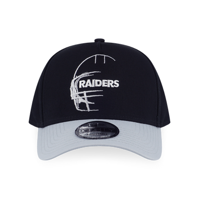 LAS VEGAS RAIDERS NFL OVERSIZED SNOW GRAY VISOR BLACK 9FORTY AF CAP