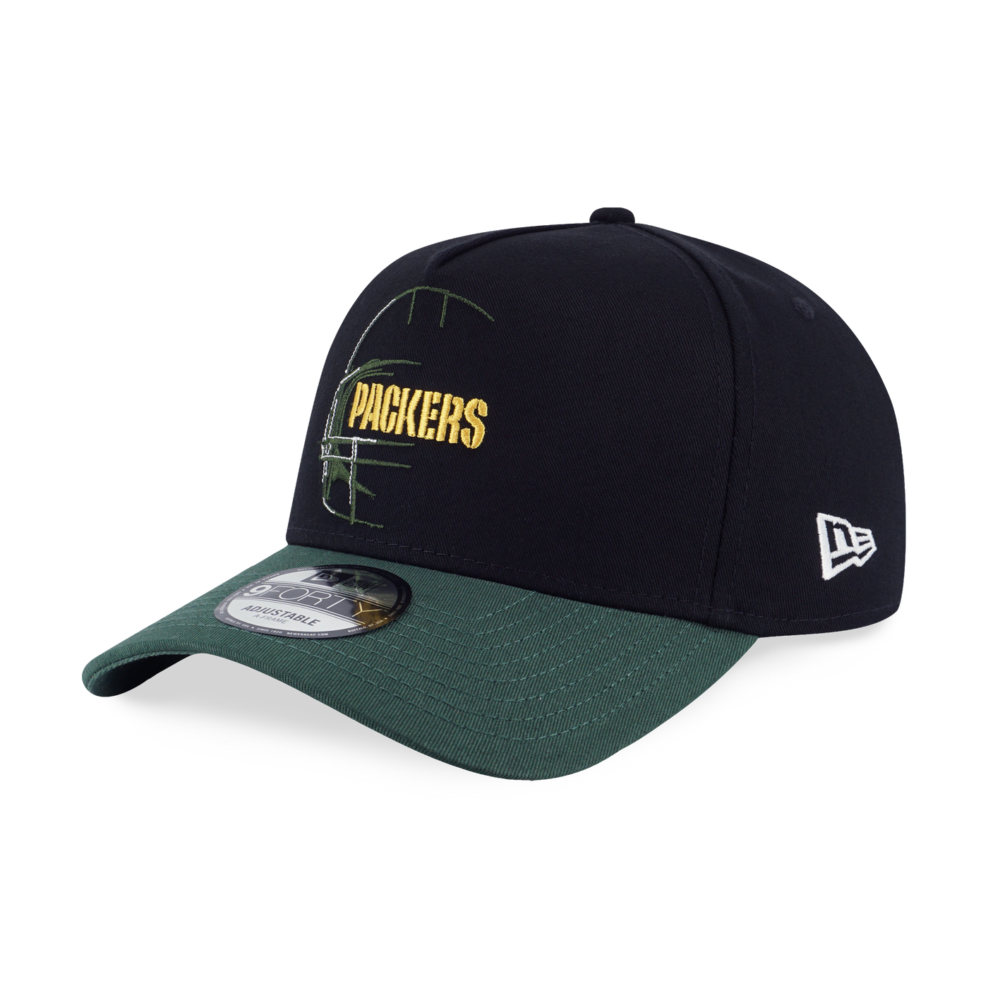 GREEN BAY PACKERS NFL OVERSIZED GREEN VISOR BLACK 9FORTY AF CAP