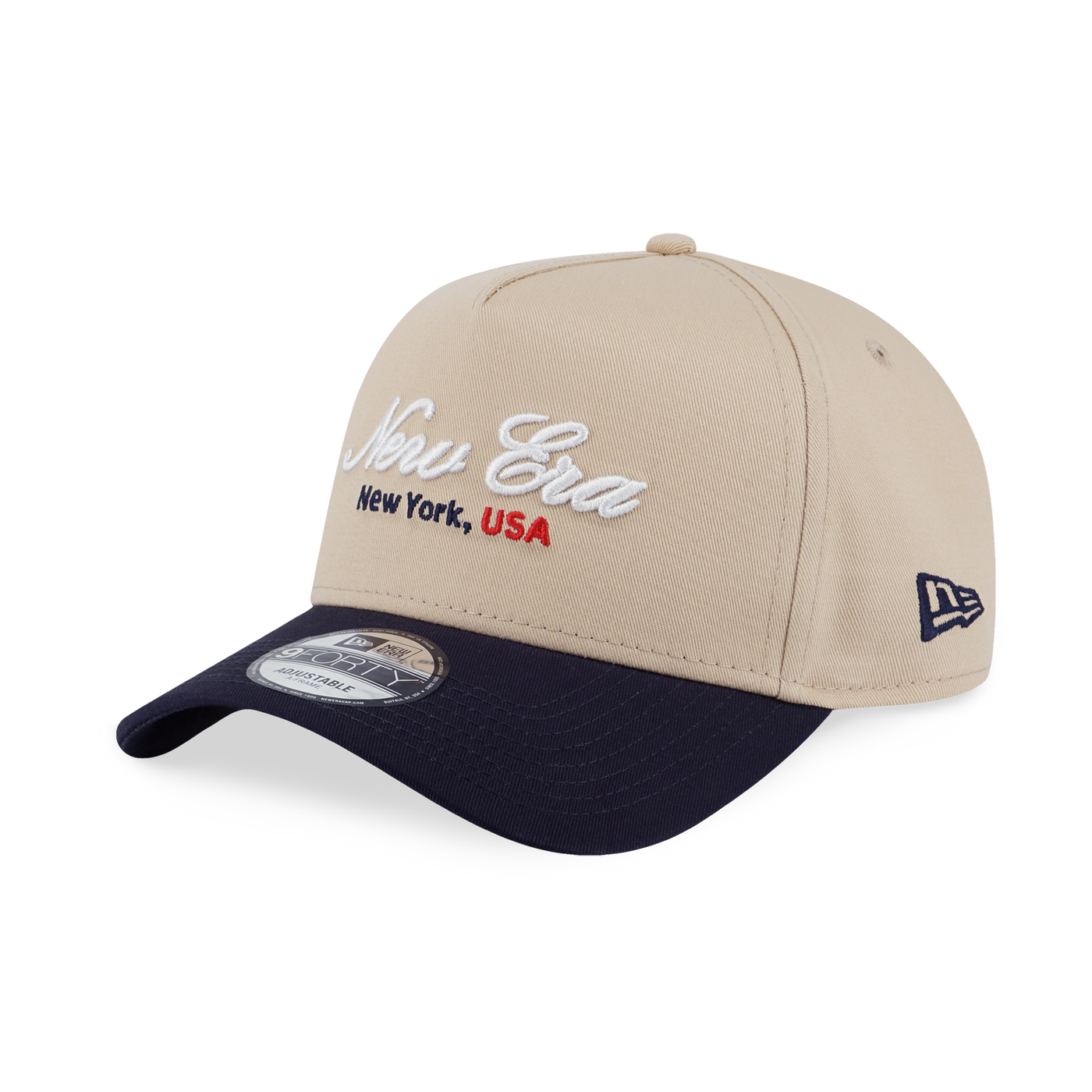 NEW ERA BASIC SCRIPT NAVY VISOR OAT MILK 9FORTY AF CAP